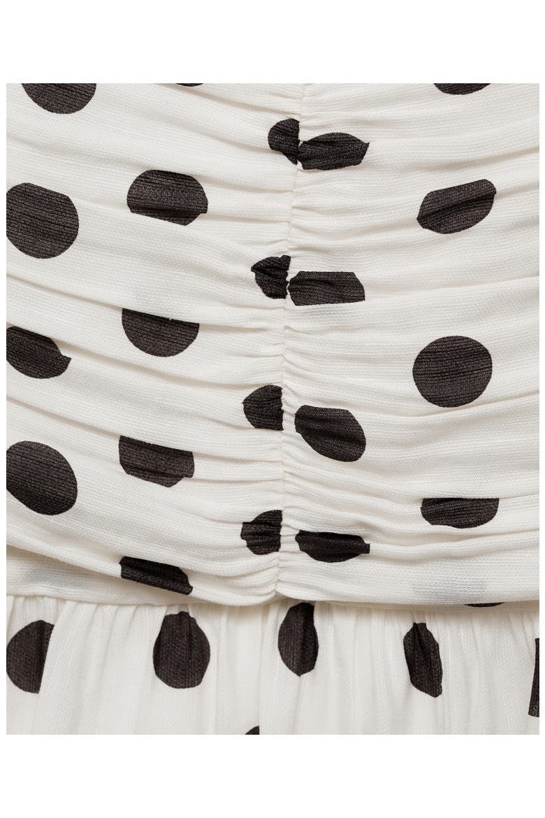 Polka Dot Ruched Maxi Sundress, Alternate, color, OFF WHITE