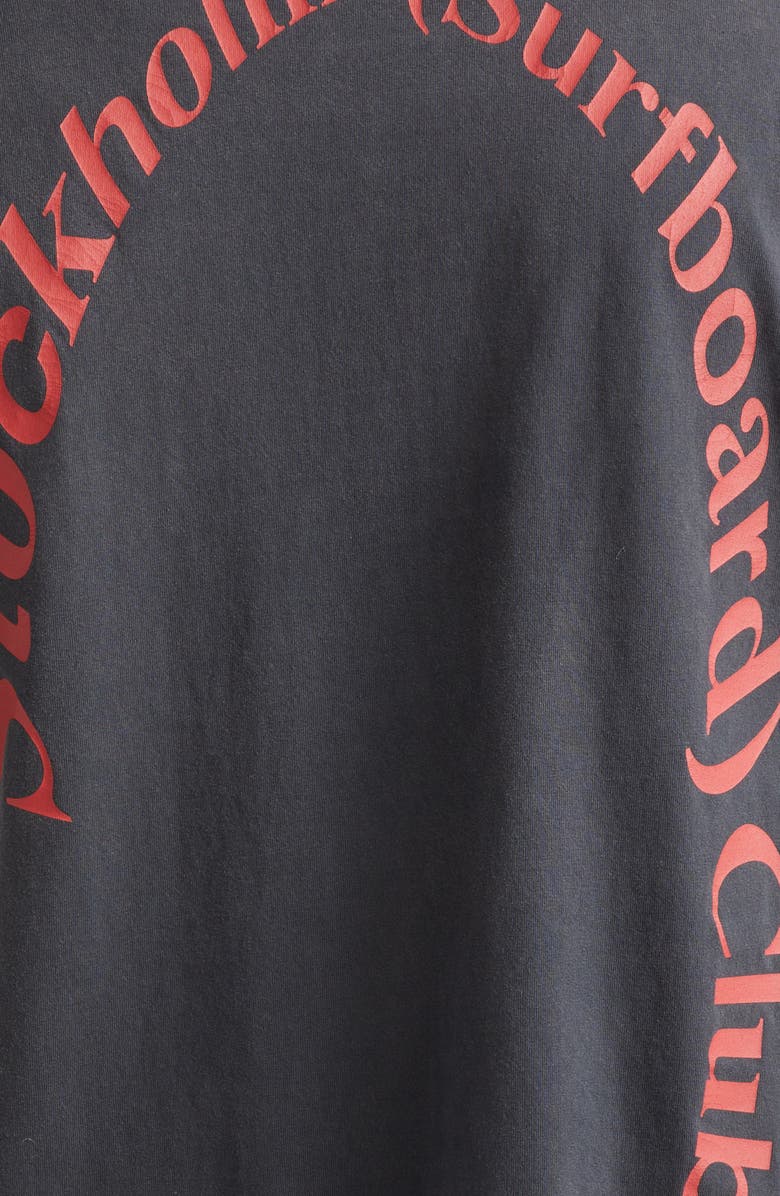 STOCKHOLM SURFBOARD CLUB Box Fit Distressed Layered Recycled Cotton T-Shirt, Alternate, color, Black