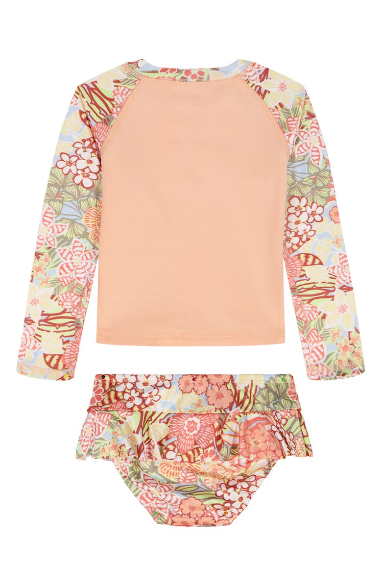 Roxy Kids' Rashguard Top & Bikini Bottoms Set, Alternate, color, Coral