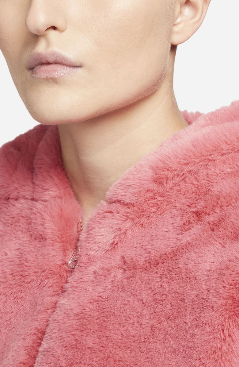 Nike Sportswear Essential Faux Fur Jacket, Alternate, color, Archaeo Pink/ Black