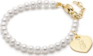 Tiny Blessings 14K Gold 4mm Cultured Pearls & Engraved Initial 6.25" Bracelet