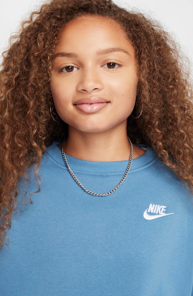 Nike Kids' Sportswear Club Fleece Crewneck Sweatshirt, Alternate, color, 429 Aegean Storm/White