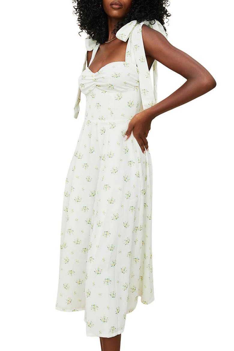 Alicia Floral Midi Dress, Alternate, color, IVORY FLORAL