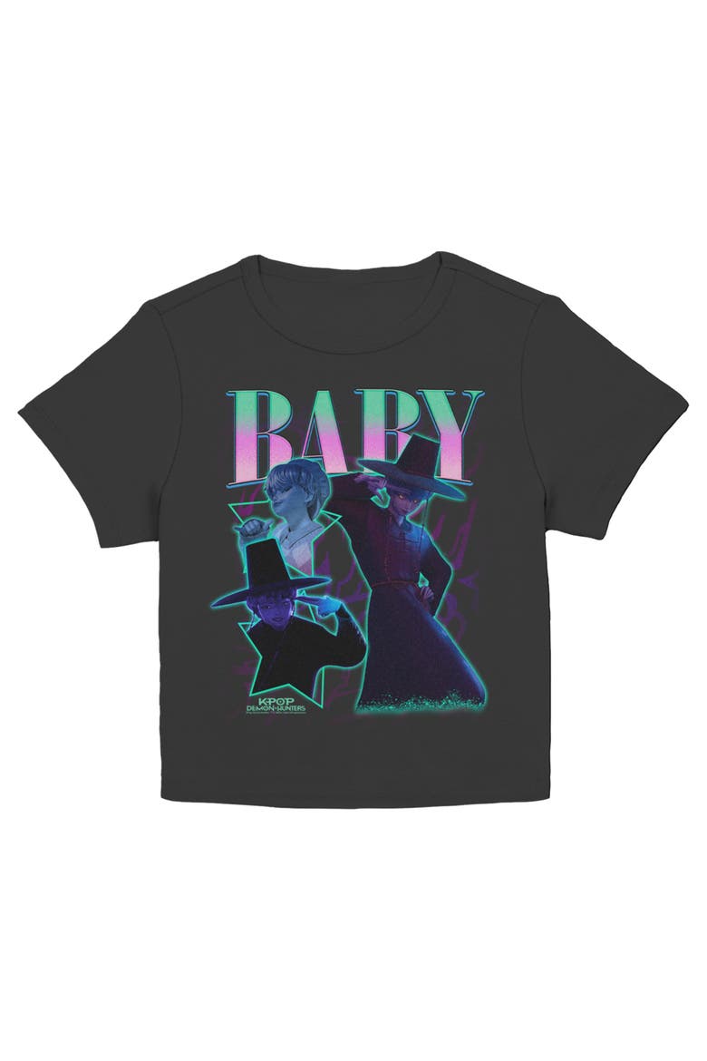 Junior's KPop Demon Hunters Baby Saja Collage Superstar  Graphic T-Shirt, Main, color, Black