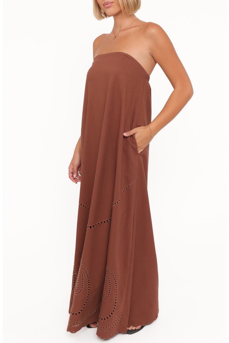 Como Strapless Maxi Dress, Alternate, color, BROWN