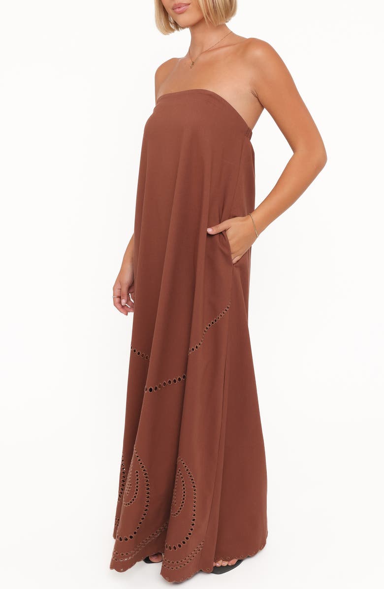 Petal & Pup Como Strapless Maxi Dress, Alternate, color, Brown