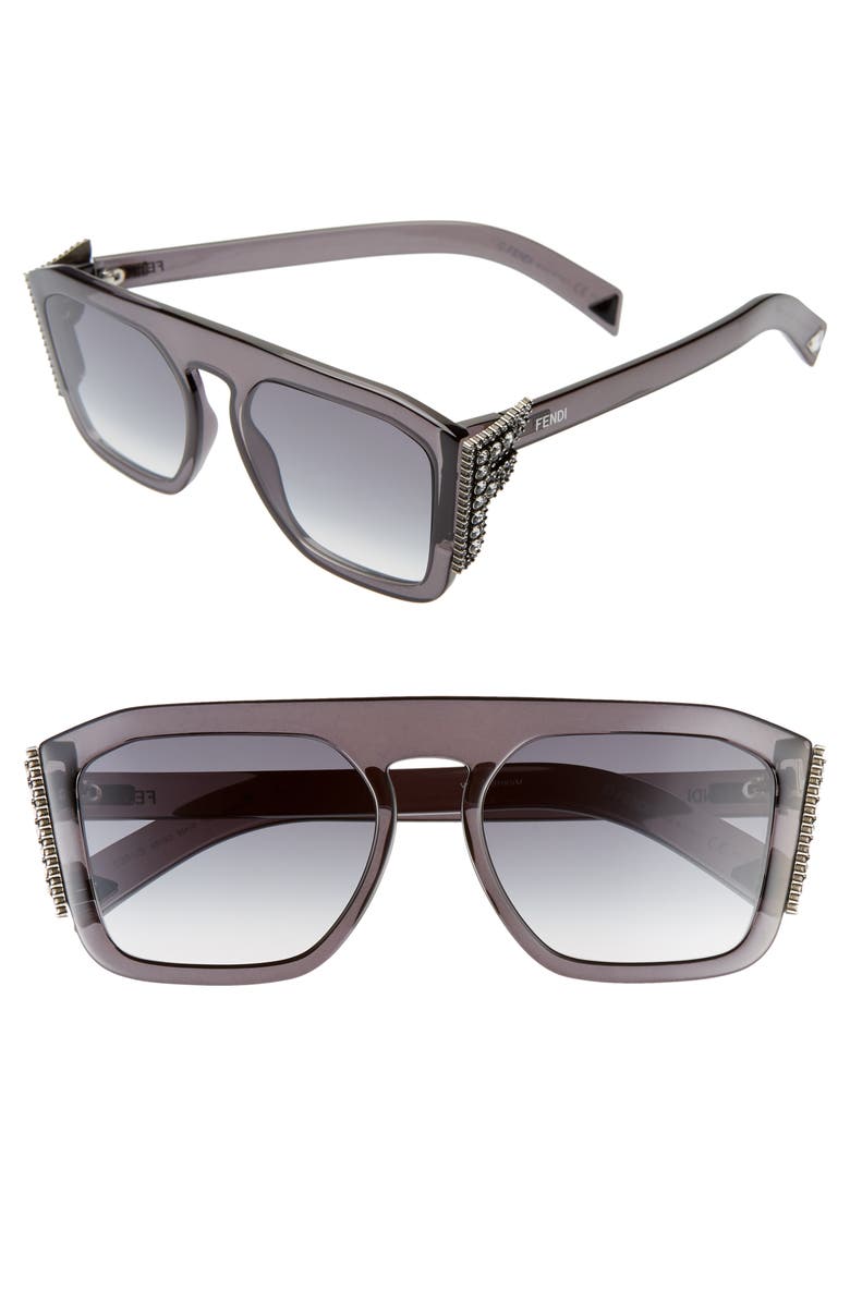 Fendi FFreedom 55mm Flattop Square Sunglasses, Main, color, 