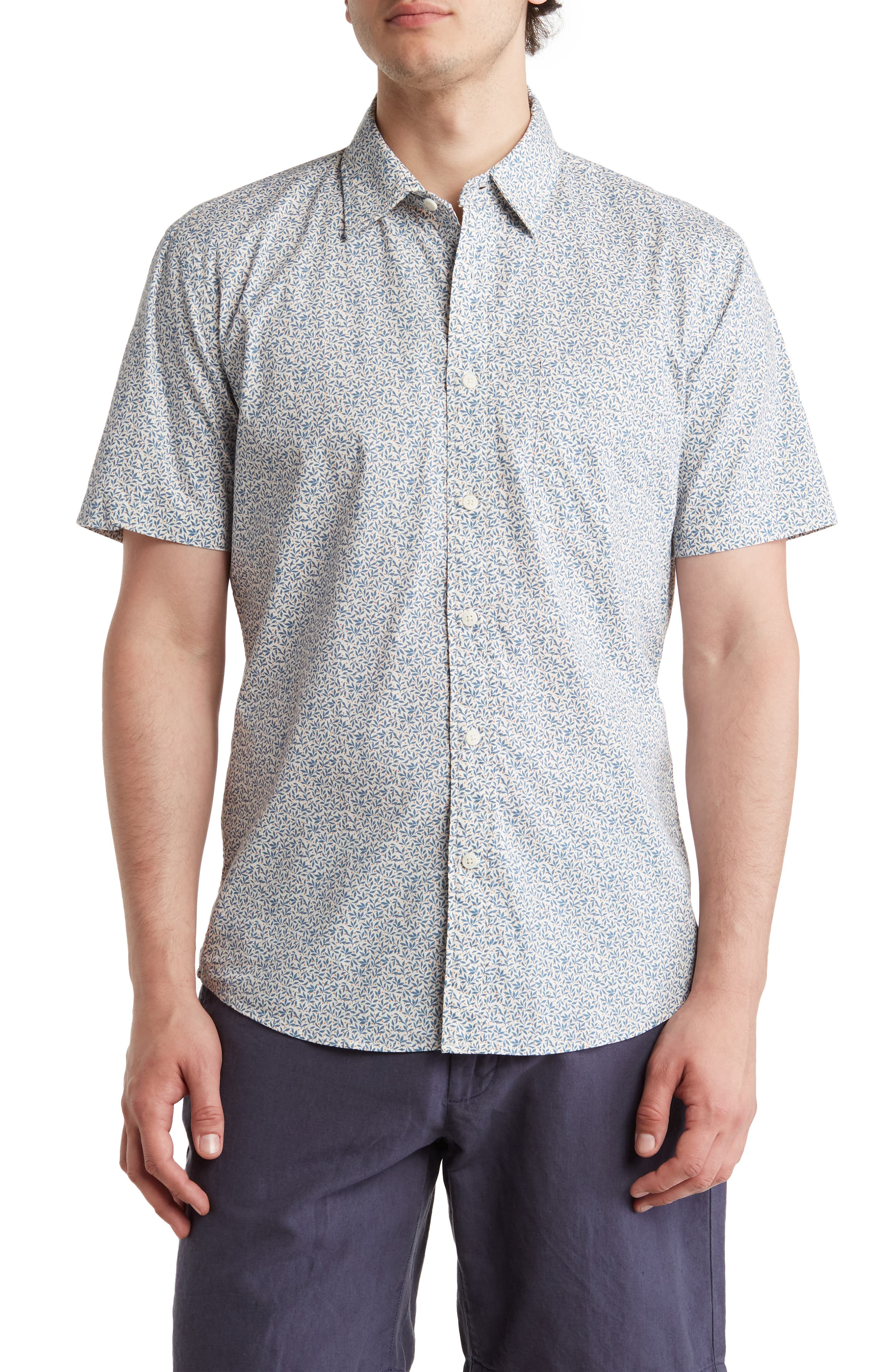 Faherty Playa Short Sleeve Stretch Cotton Button-Down Shirt