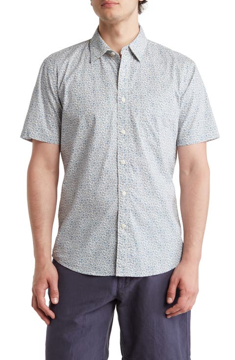 Playa Short Sleeve Stretch Cotton Button-Down Shirt