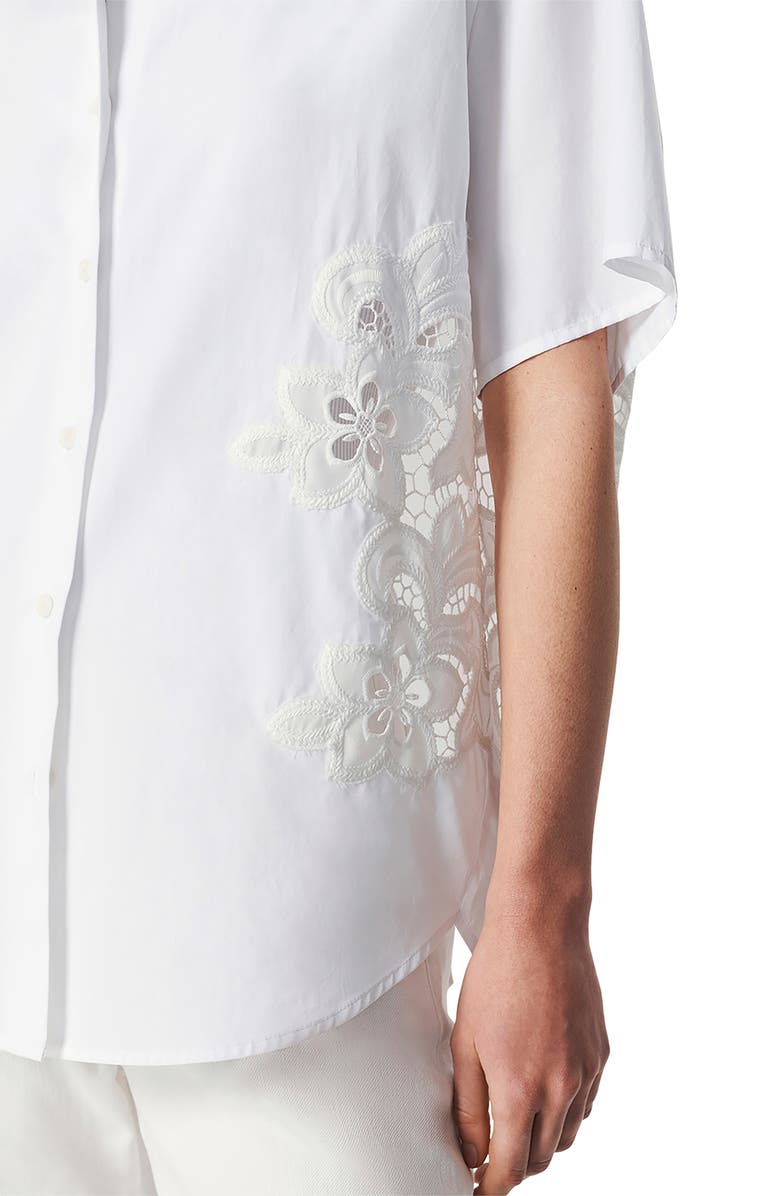 rag & bone Amy Lace Short Sleeve Button-Up Shirt, Alternate, color, White Lace