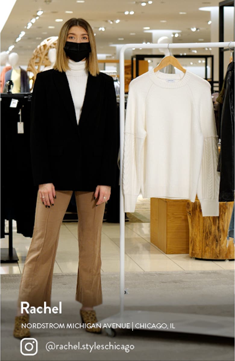 Women's Cable Knit Sleeve Crewneck Sweater, sales video thumbnail