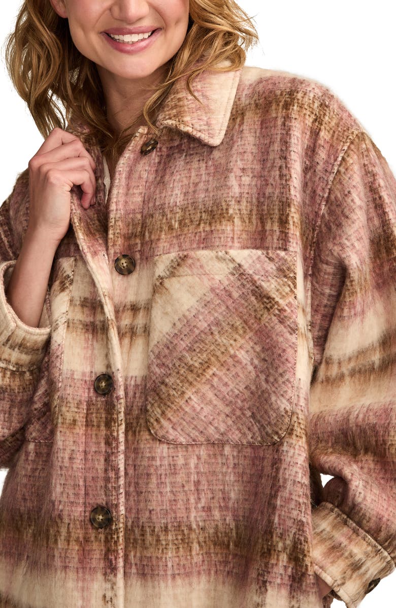 Lucky Brand Oversize Plaid Shirt Jacket, Alternate, color, Pink Plaid