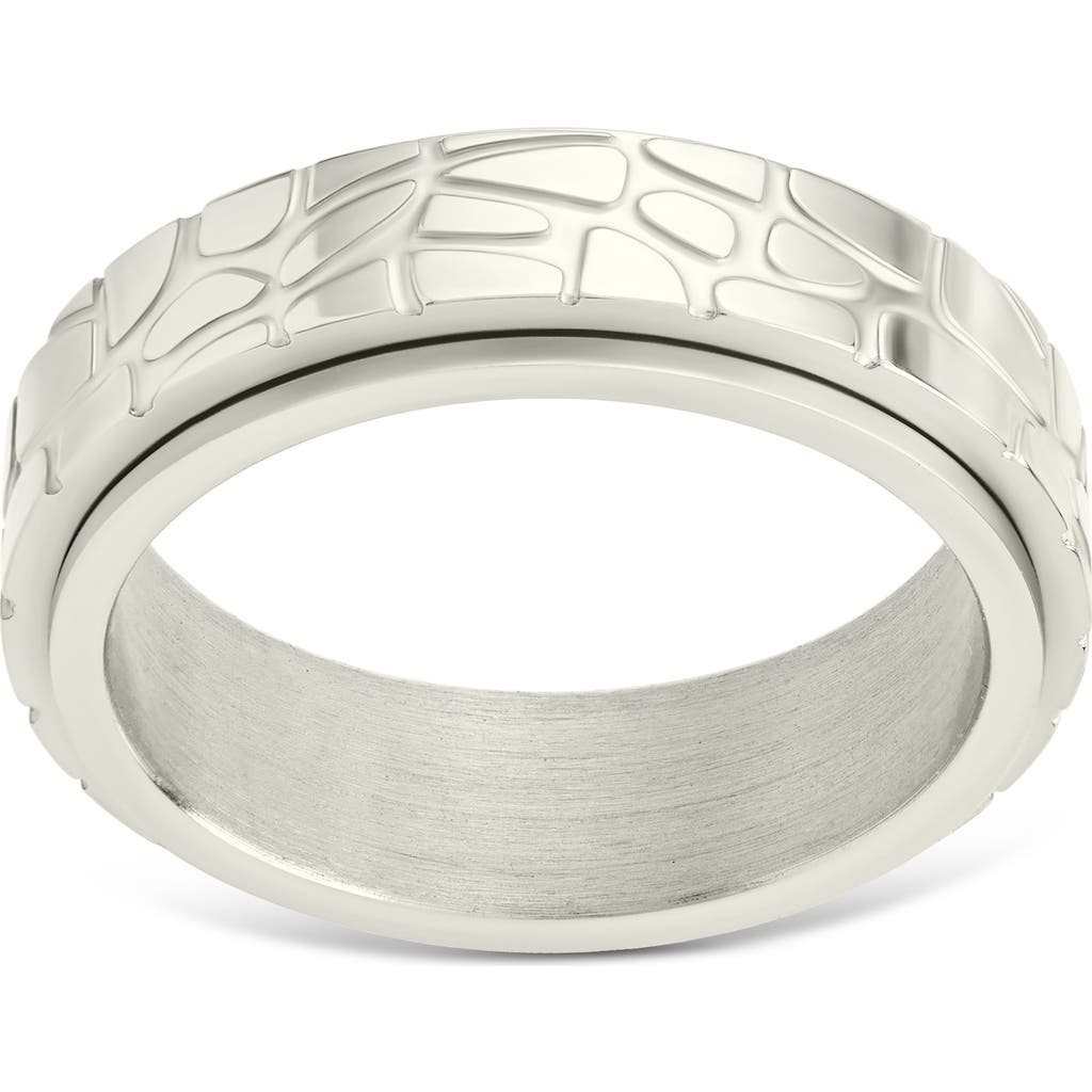 Sterling Forever Textured Spinner Ring In Silver