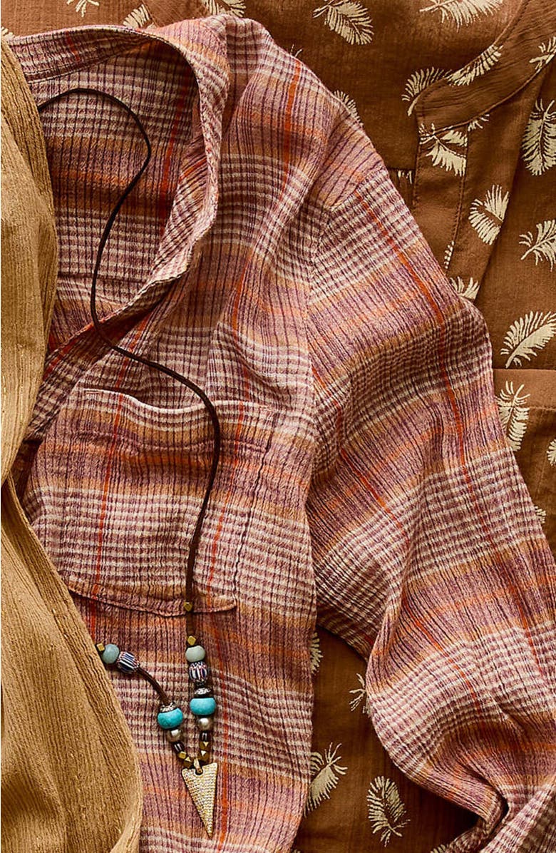 Carve Designs Dylan Gauze Shirt, Alternate, color, Rosewood Plaid