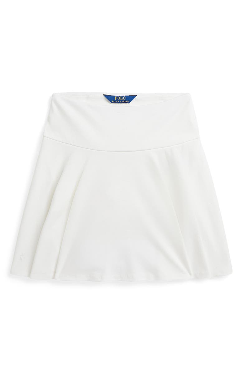 Polo Ralph Lauren Kids' Ponte & Jersey Skort, Main, color, Paper White W/ Tonal