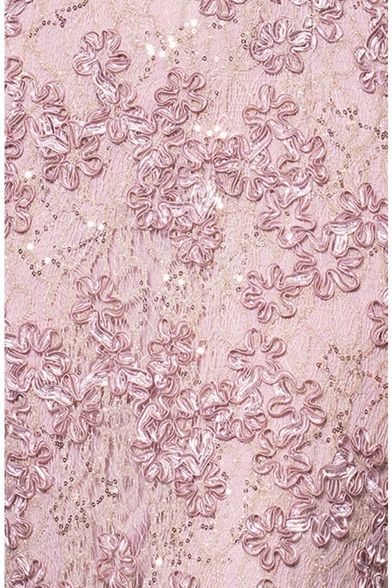 Soutache Lace Off the Shoulder Gown, Alternate, color, GOLD/ PINK