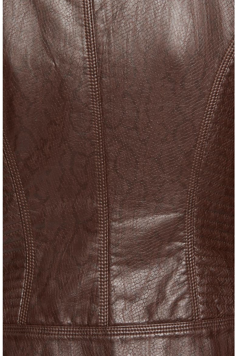 Faux Leather Scuba Jacket, Alternate, color, BROWN