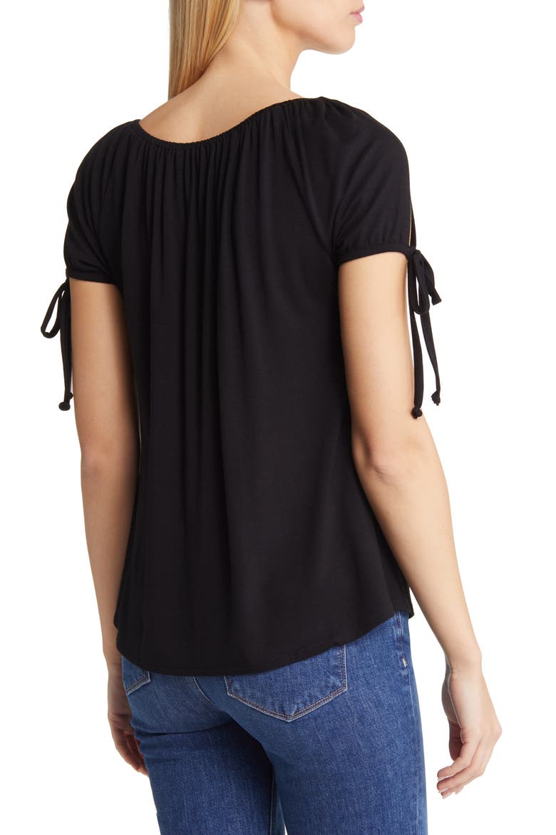 Slit Sleeve Knit Top, Alternate, color, BLACK