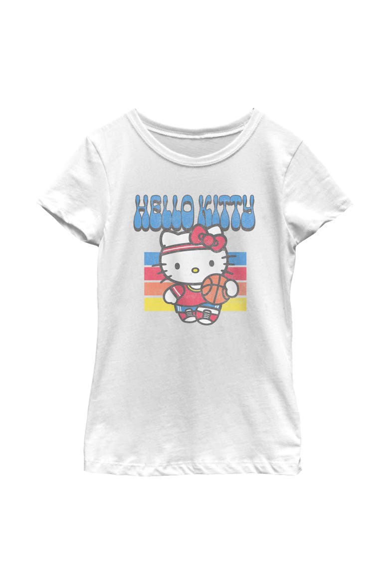Girls' Retro and Sports Graphic Short Sleeve T-Shirt, Main, color, White