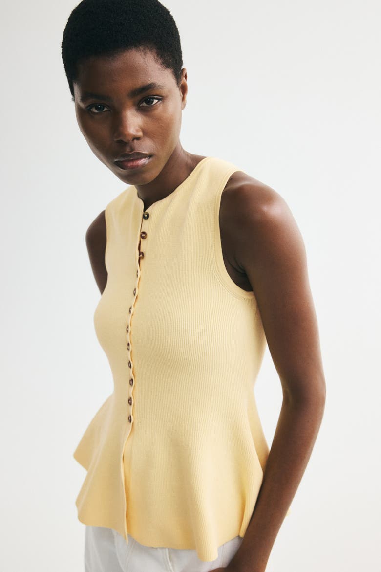 H&M Rib-knit Peplum Sleeveless Top (Women) | Nordstrom
