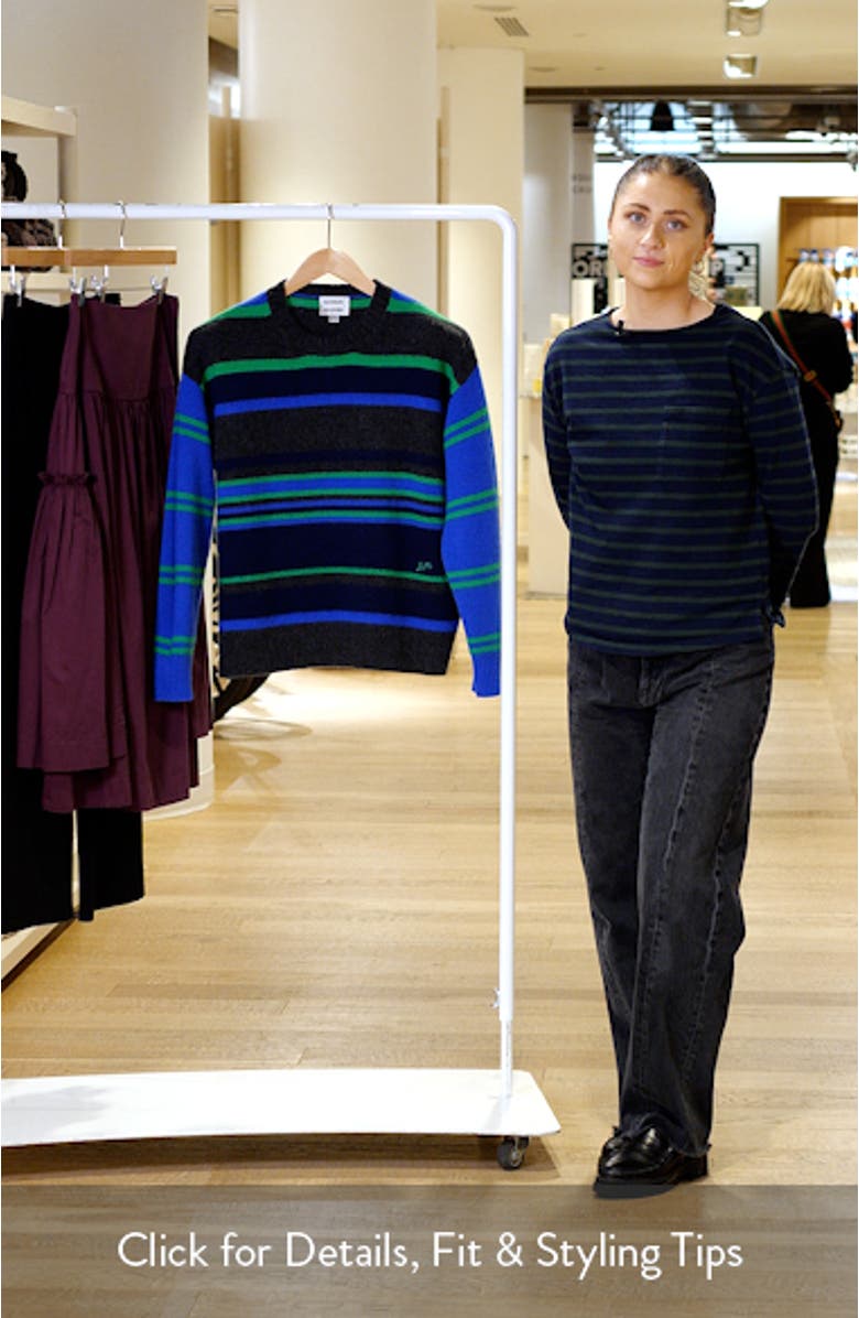 René Stripe Merino Wool Crewneck Sweater, sales video thumbnail