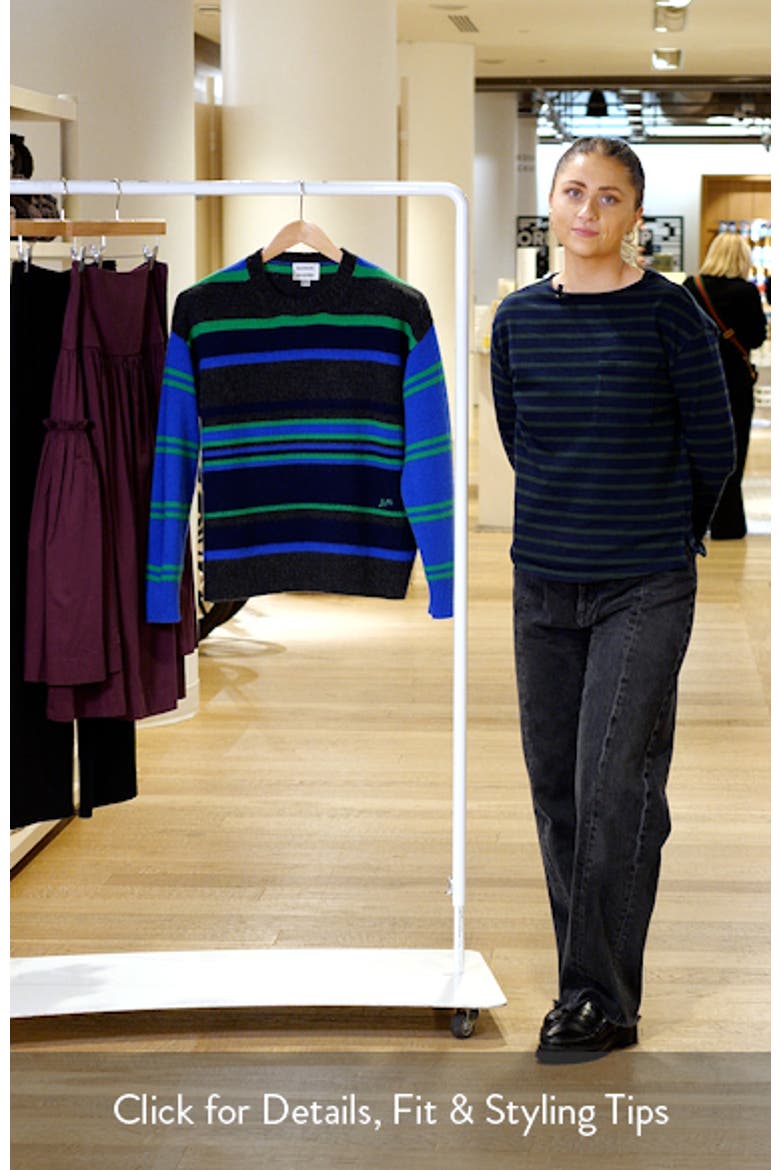 René Stripe Merino Wool Crewneck Sweater video