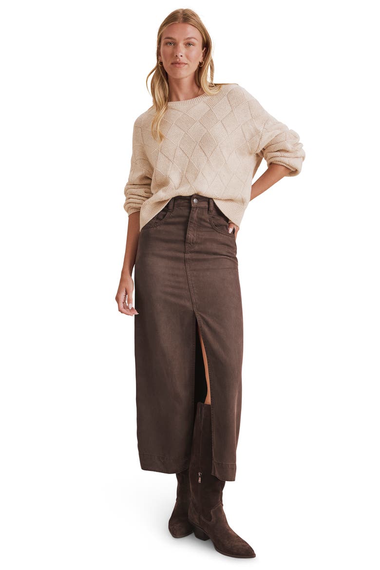 Ryder Front Slit Denim Skirt, Alternate, color, JAVA BROWN