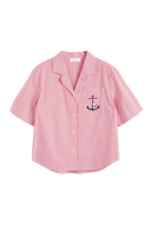 Chinti & Parker Snoopy Anchor Short Cotton Co-ord In Red/white