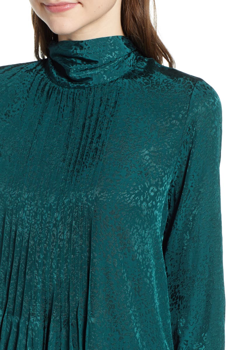 Topshop Jacquard Pintuck Satin Midi Dress, Alternate, color, 