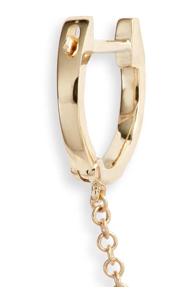 Single Mini Diamond Double Chain Huggie Hoop Earring, Alternate, color, YELLOW GOLD/ DIAMOND