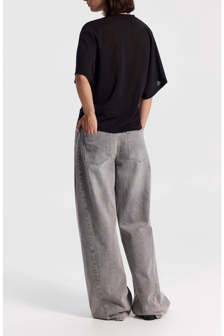 Short-Sleeve Batwing Top, Alternate, color, Black