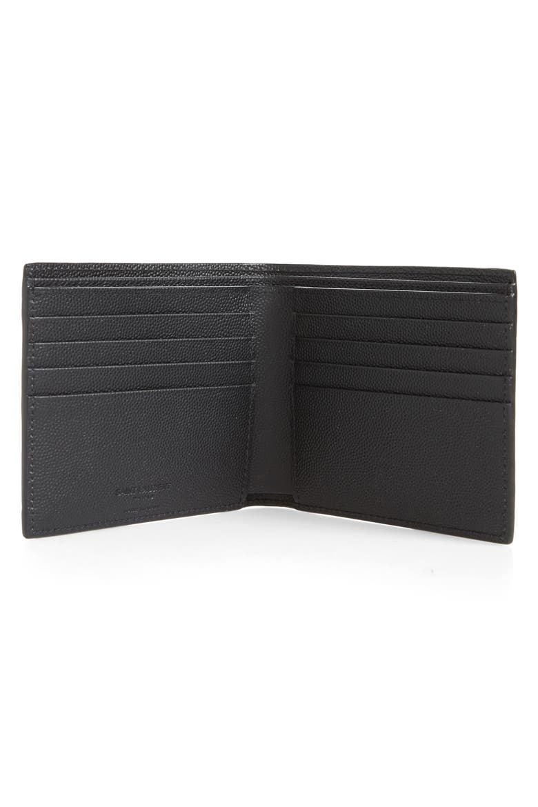 Palm Leaf Leather Wallet, Alternate, color, BLACK