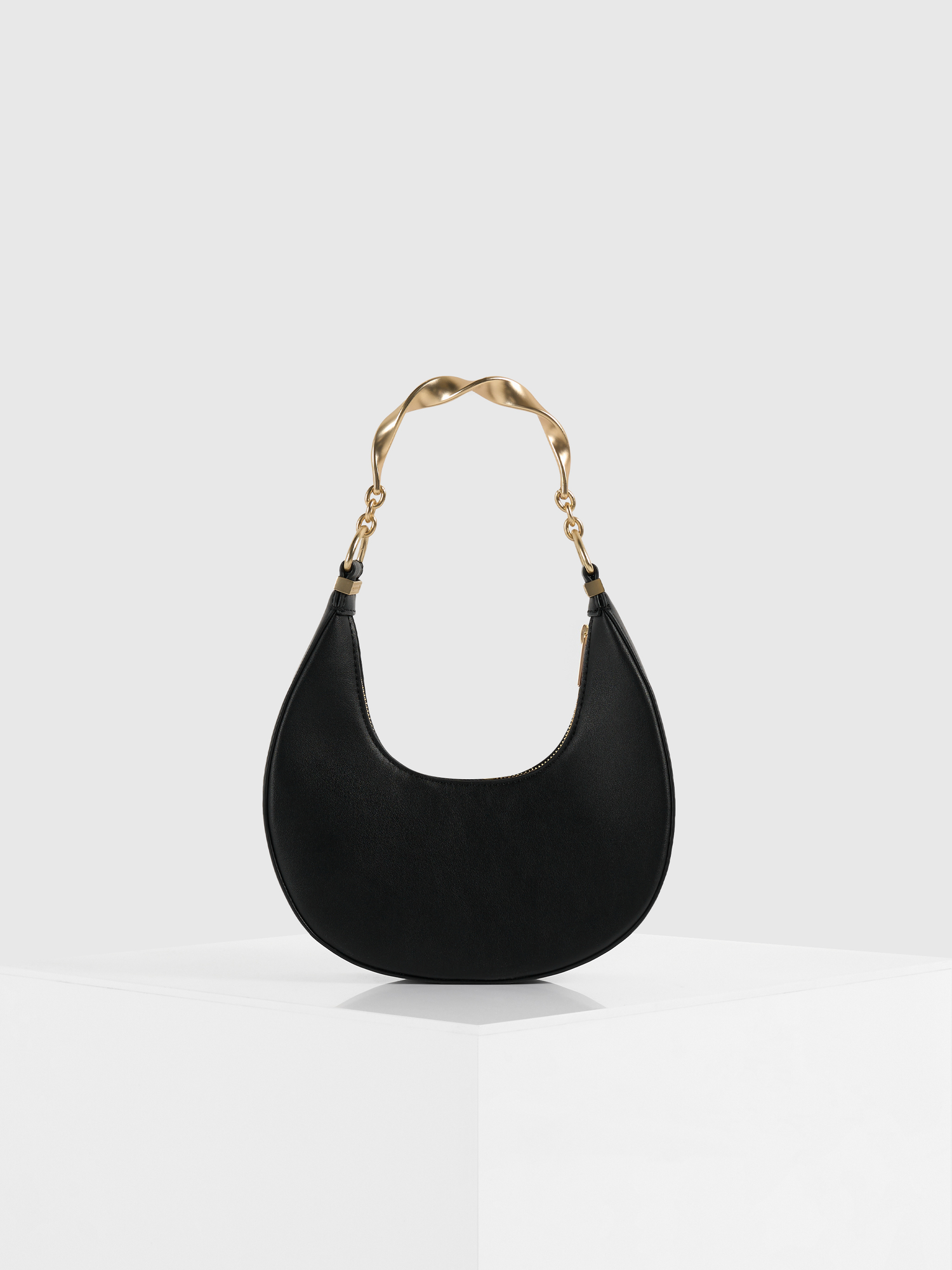 Sadie -Leather Crescent Bag, Alternate, color, Black