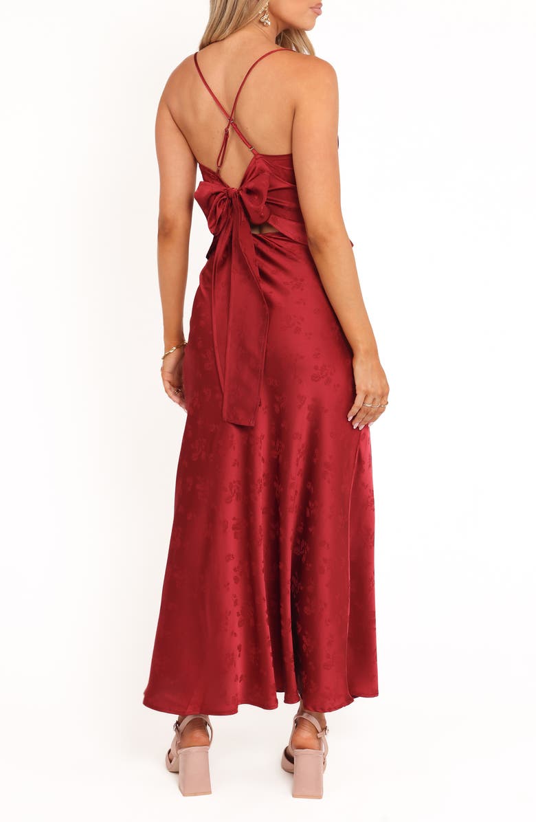 Petal & Pup Belle Floral Satin Camisole & Maxi Skirt Set, Alternate, color, Burgundy