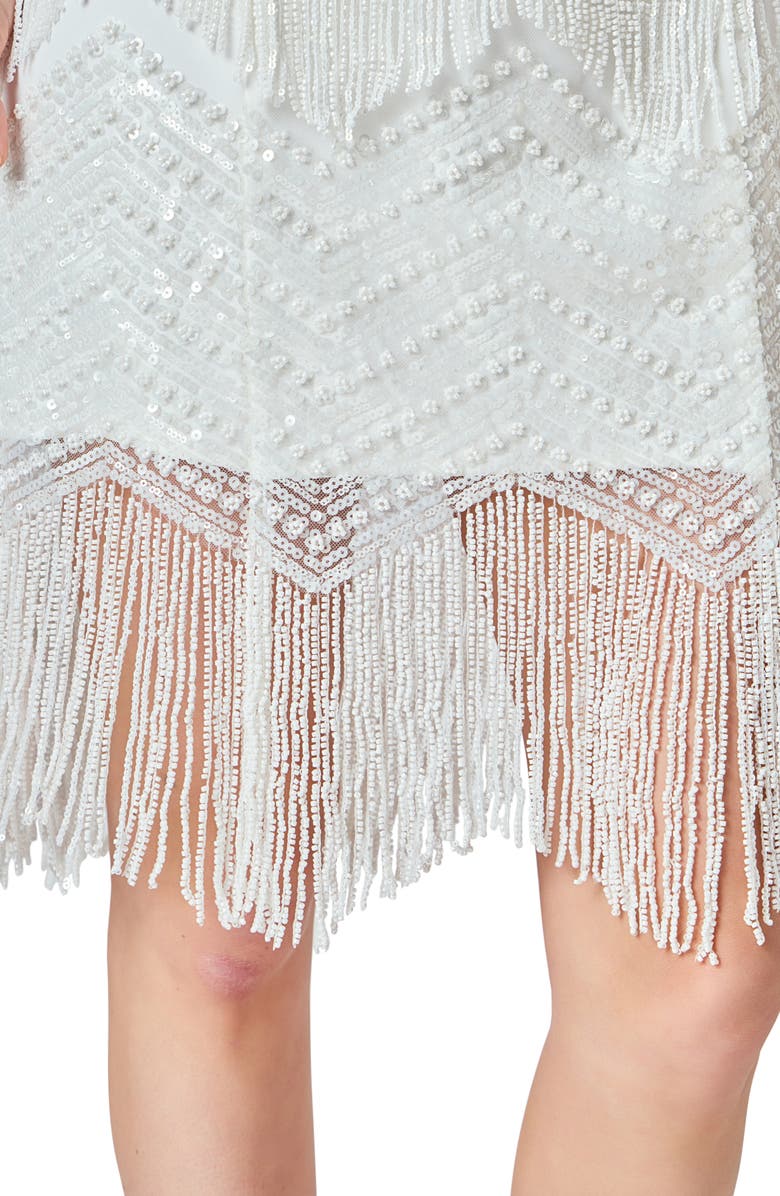 Endless Rose Beaded Fringe Sleeveless Dress, Alternate, color, White