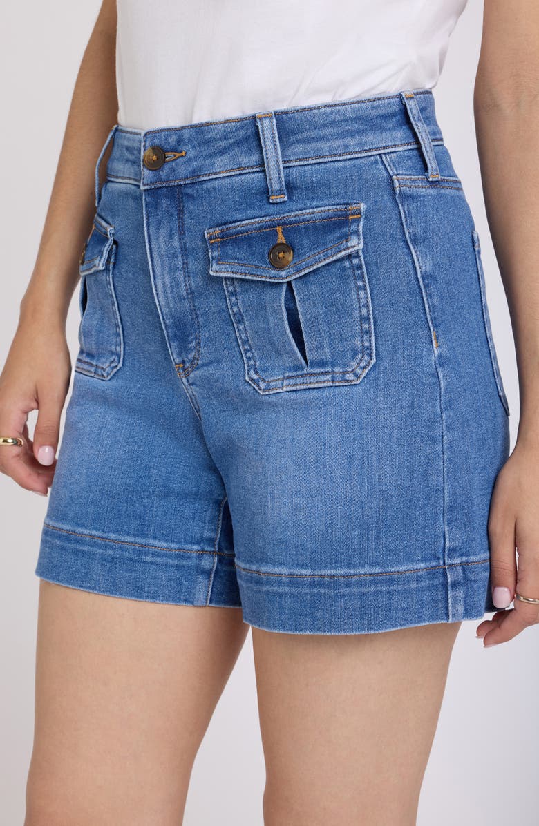 NYDJ Berkyn Patch Pocket High Waist Denim Shorts, Alternate, color, 