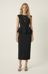 Modenaire Sleeveless Peplum Top & Tailored Midi Skirt Set