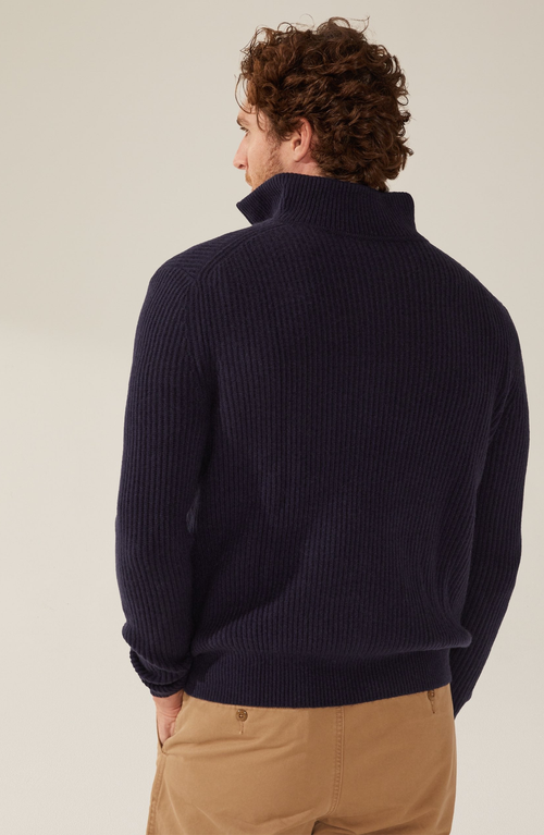 Italic Shane Chunky Cashmere Quarter Zip Pullover In Navy