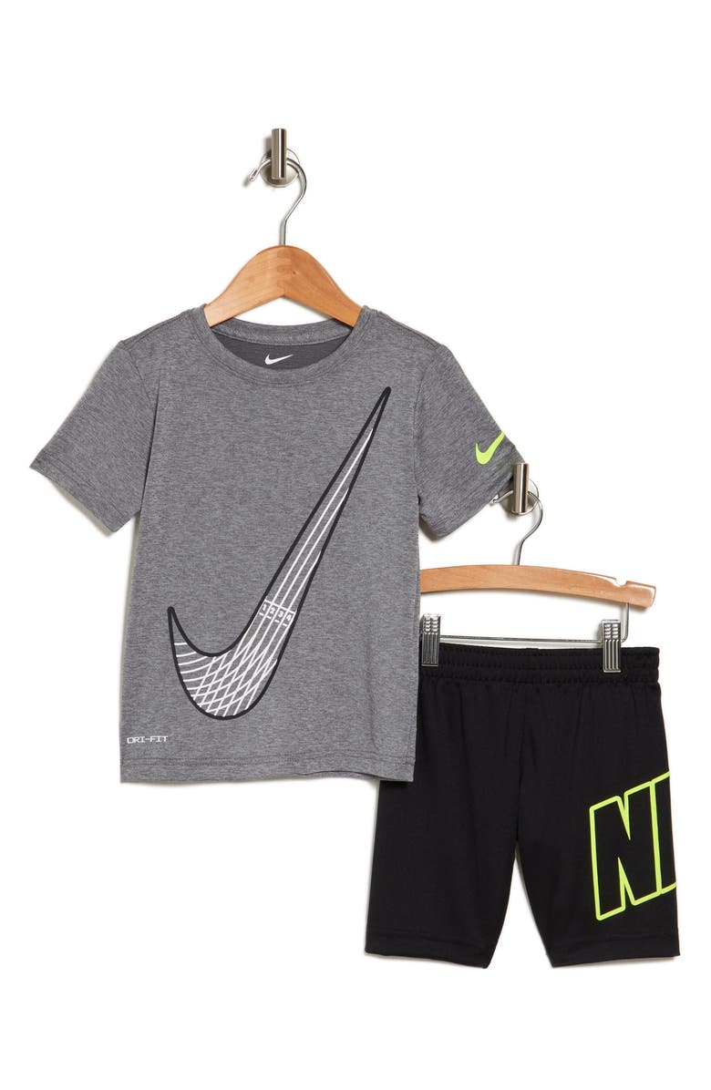 Nike Kids' Dri-FIT Graphic T-Shirt & Shorts Set, Main, color, Smoke Grey