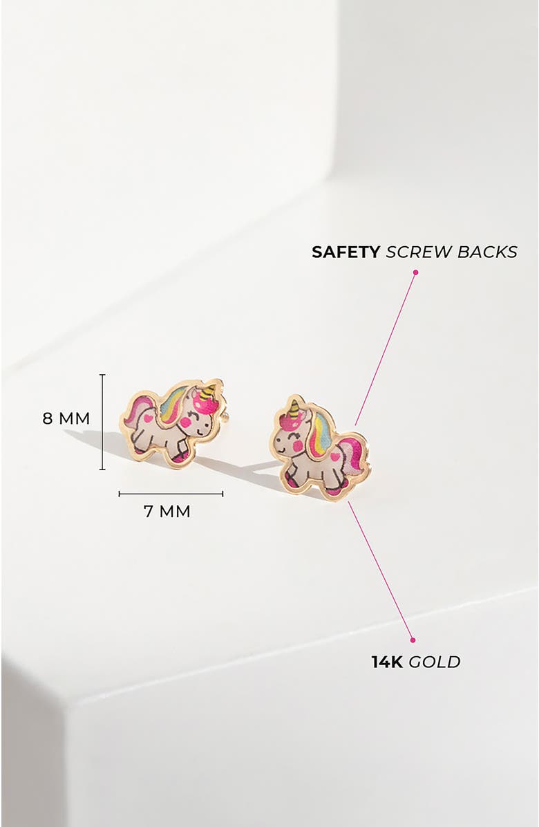 In Season Jewelry 14k Simply Unicorn Earrings, Alternate, color, Pink