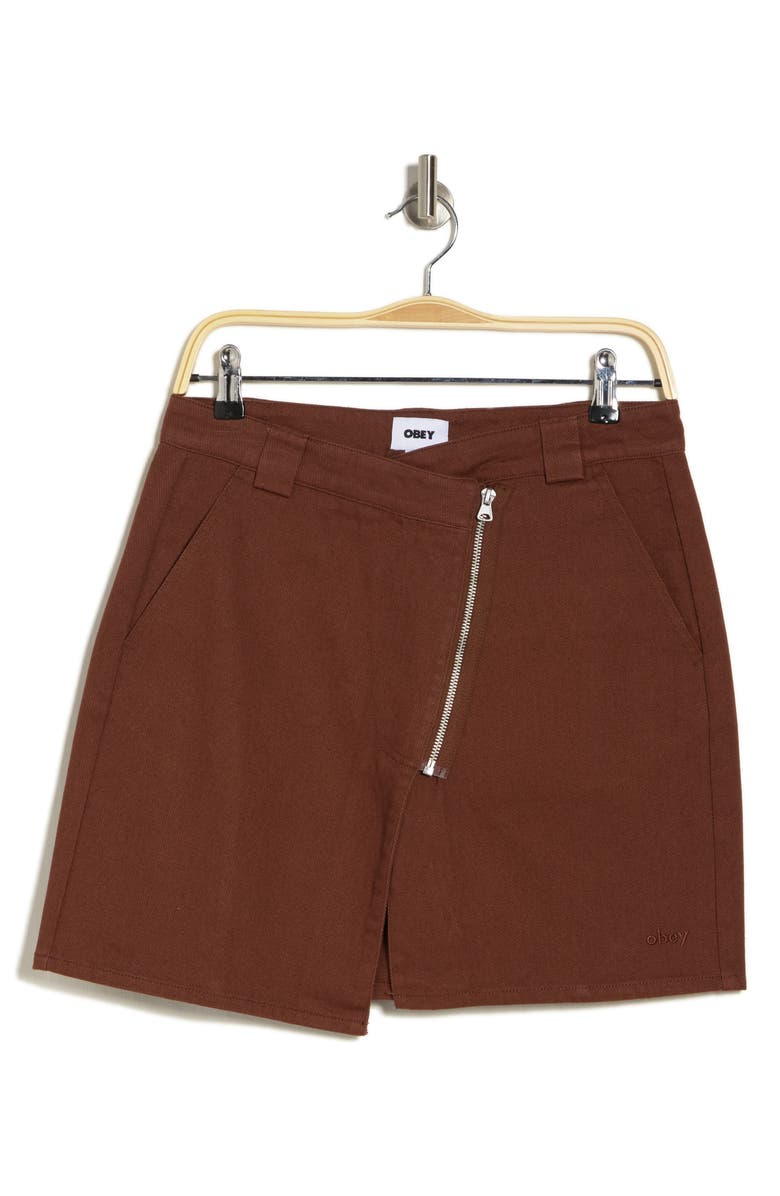 Obey Ryan Front Zip Miniskirt, Alternate, color,