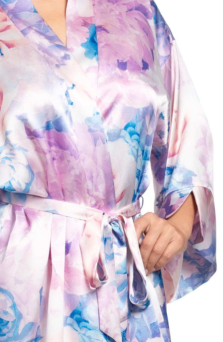 In Bloom by Jonquil Qwin Floral Satin Robe, Alternate, color,