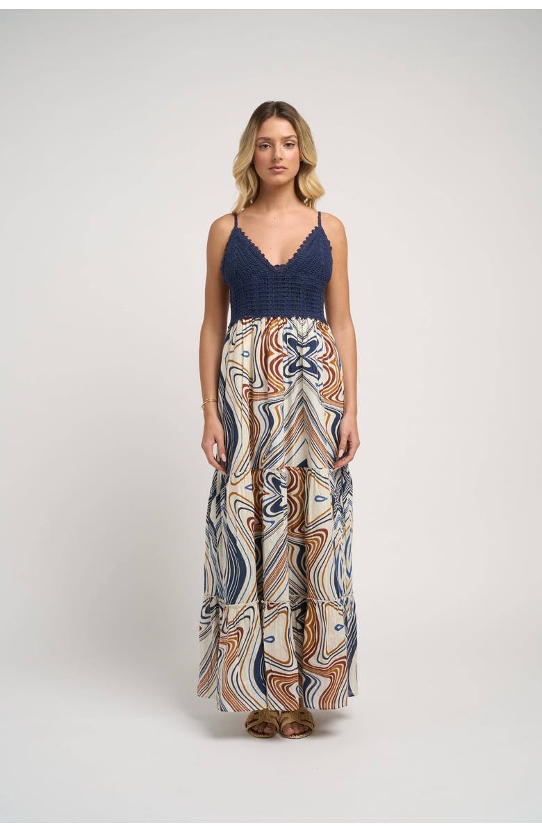 GUADALUPE DESIGN Seneiya Crochet Dress, Main, color, Blue