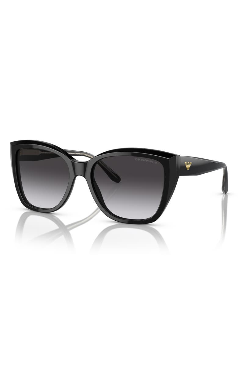 Emporio Armani 55mm Gradient Cat Eye Sunglasses, Alternate, color, Black / Gradient Grey