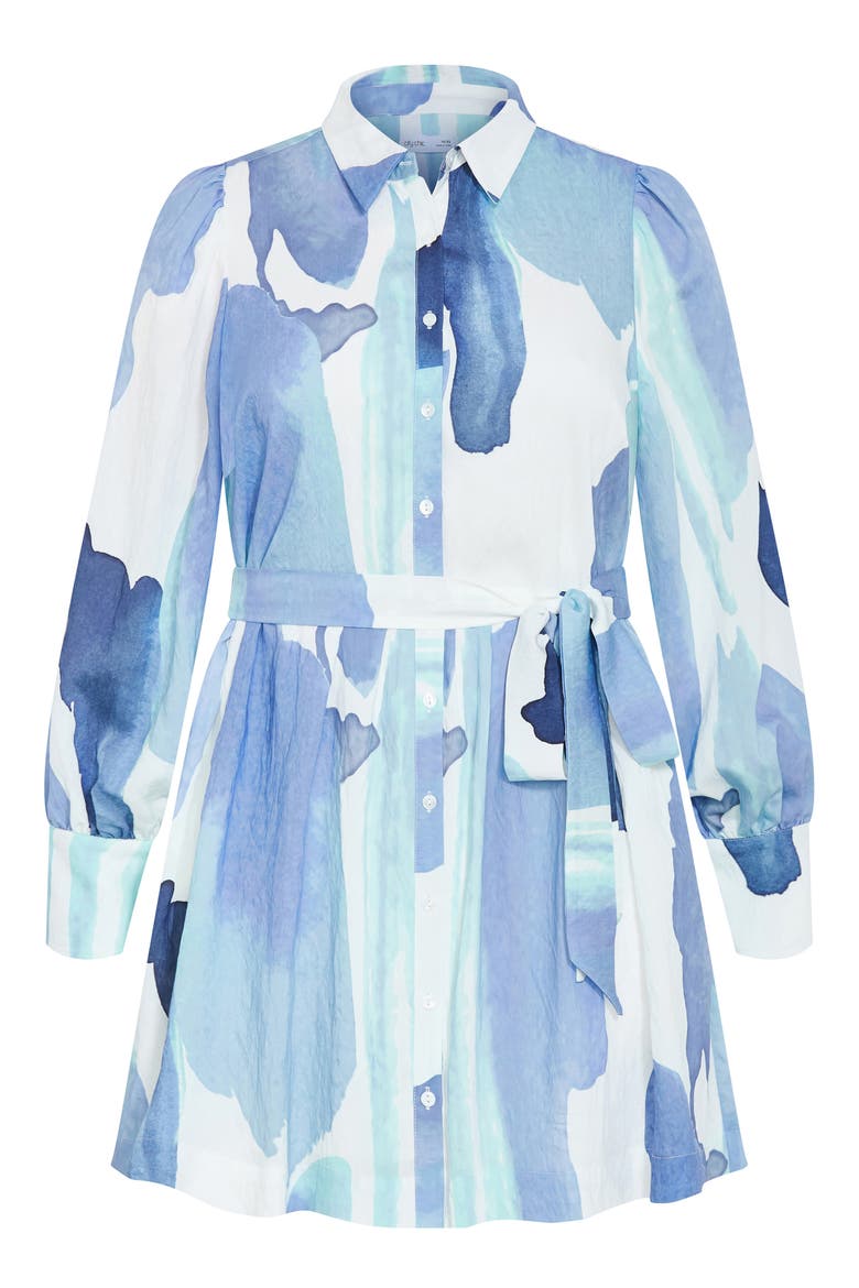 Ezra Tie Waist Long Sleeve Minidress, Alternate, color, TRANQUIL