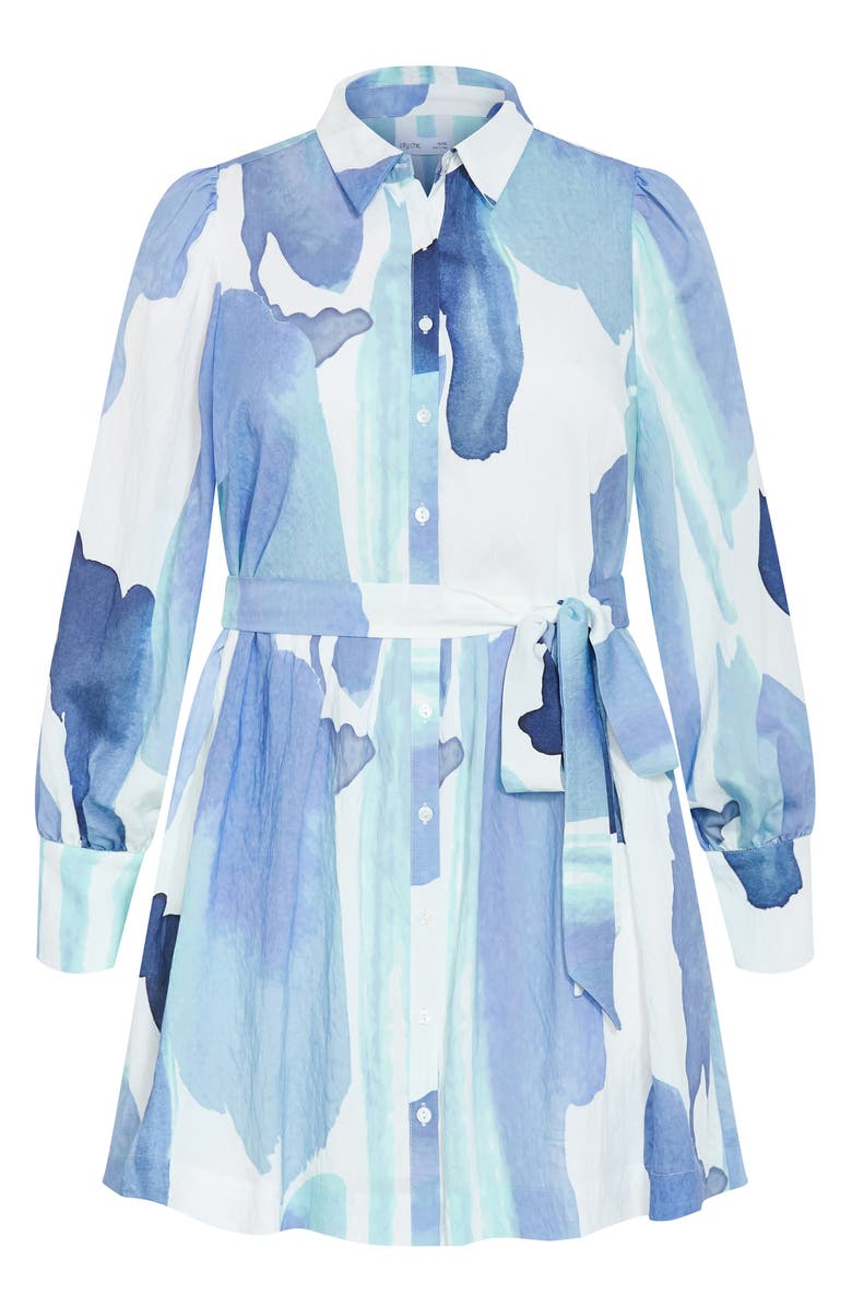 City Chic Ezra Tie Waist Long Sleeve Minidress, Alternate, color, 