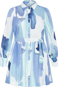 City Chic Ezra Tie Waist Long Sleeve Minidress