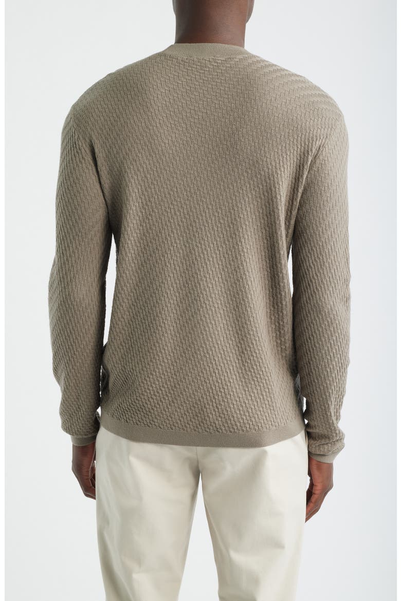 Geometric Stitch Virgin Wool Crewneck Sweater, Alternate, color, SOLID MEDIUM BEIGE