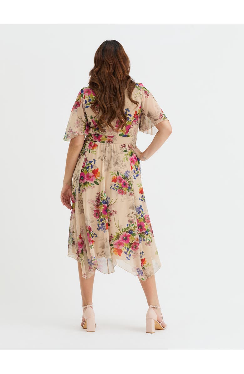 Scarlett & Jo Julie Floral Hanky Hem Dress, Alternate, color, Vintage Cream Multi