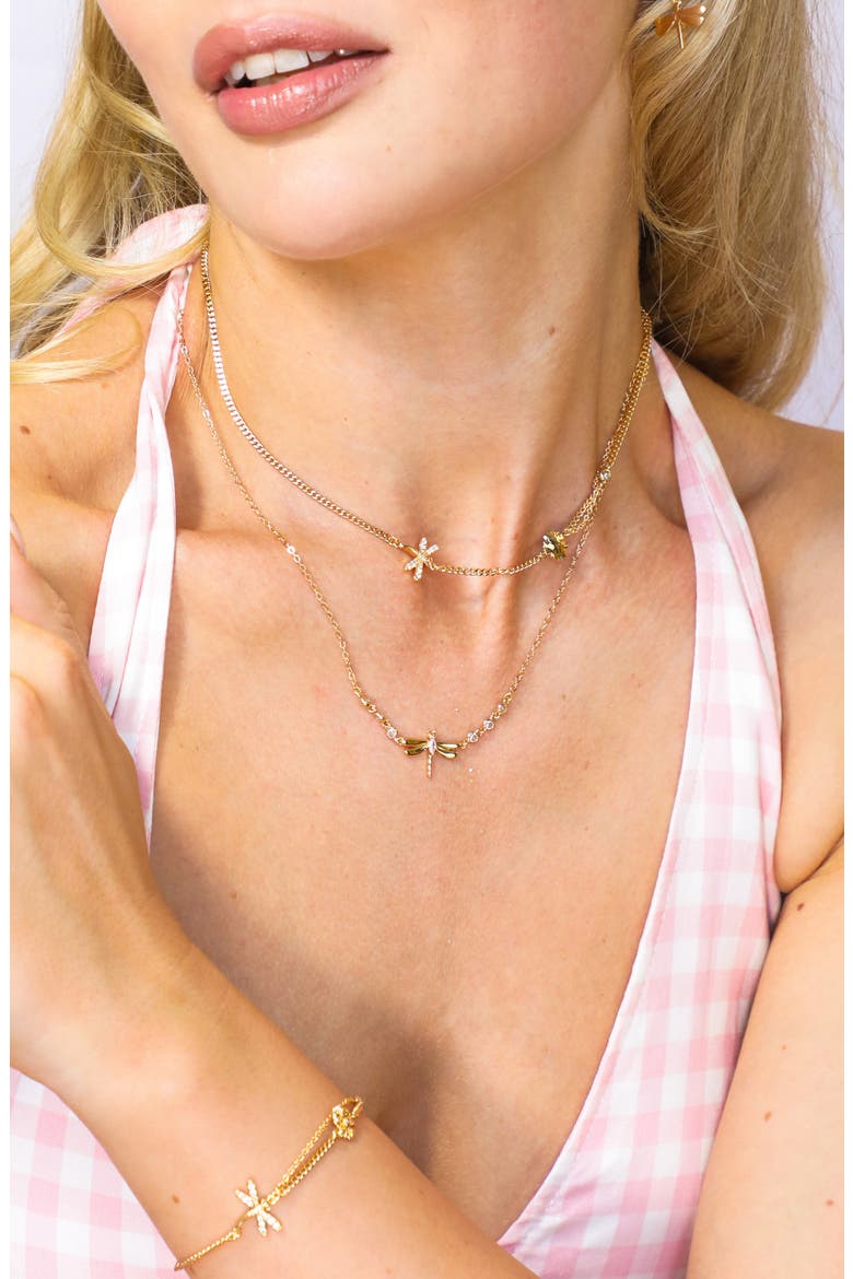Dragonfly Kiss Necklace, Alternate, color, GOLD